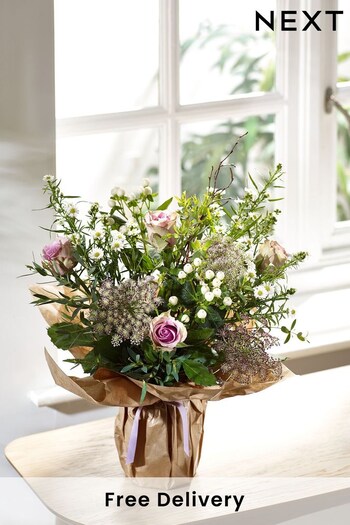 Lilac Fresh Flower Gift Wrapped Vase (644495) | £38
