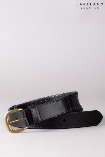 Lakeland Leather Wray Whip Stitch Leather Black Belt (644627) | £35