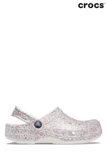 Crocs Kids Silver Classic Sprinkle Glitter Clog Sandals (644831) | £40