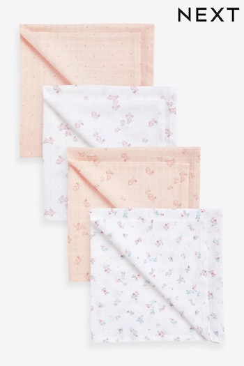 Pink Rabbit Baby Muslin Cloths 4 Packs (644838) | £10 - £12