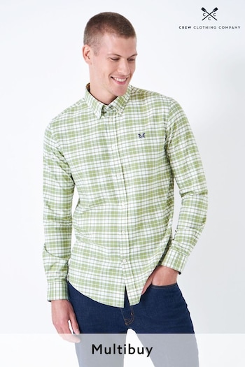 Crew Clothing Company Green Check Print Cotton Classic Shirt (644854) | £59