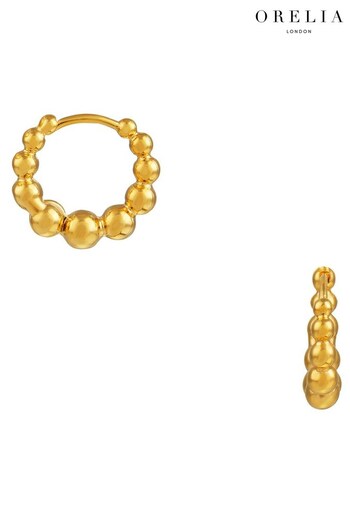 Orelia London Gold Plated Graduated Orb Huggie Hoops Earrings (645035) | £20