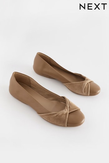 Camel Forever Comfort Leather Twist Ballerina Shoes (645037) | £45