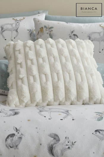 Cream Soft and Cosy Carved Faux Fur Cushion (645189) | £25