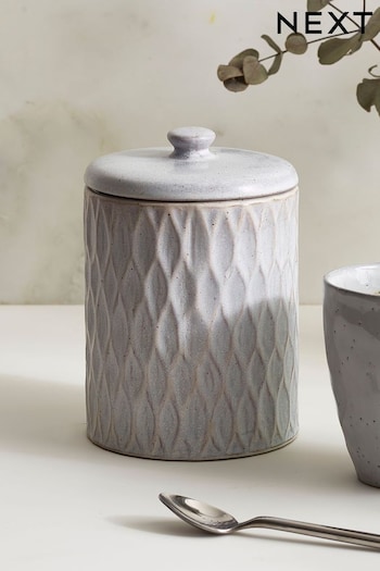 Grey Embossed Geo Single Storage Jars (645306) | £14