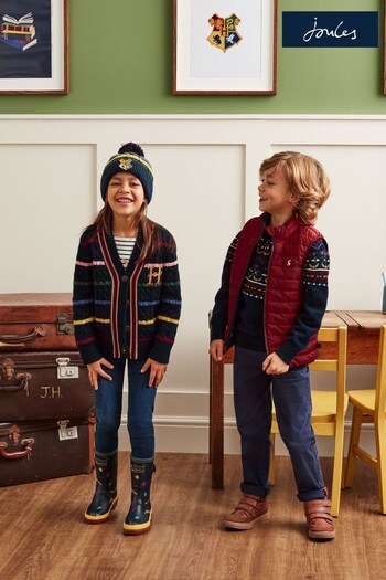 Joules Hogwarts™ Crest Navy Harry Potter™ Cable Knit Cardigan (645307) | £37.95 - £40.95
