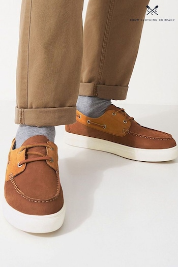 Crew Clothing Company Leather Brown Trainers (645419) | £79