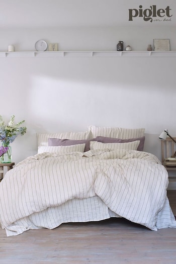 Piglet in Bed Pear Ticking Stripe Linen Duvet Cover (645664) | £159 - £229