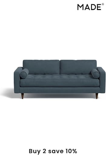 MADE.COM Matt Velvet Airforce Blue Scott 3 Seater Sofa (646002) | £1,099
