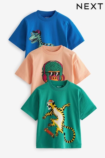 Multi Skating Animals Graphic T-Shirts Danton 3 Pack (3-16yrs) (646113) | £19 - £25