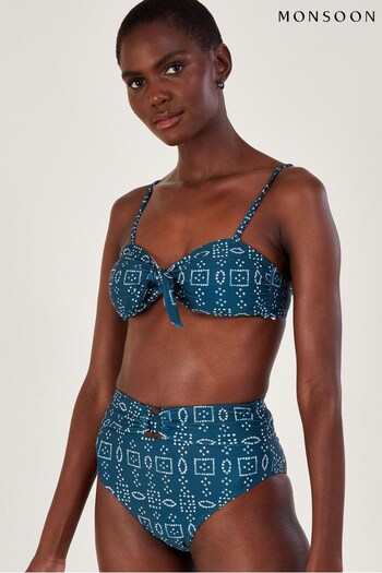 Monsoon Blue Batik Dye Print Bikini Bottoms with Recycled Polyester (646242) | £40