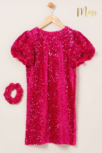 Little Gent Miss Velvet Sequin Party Dress and Hair Scrunchie Set (646265) | £38