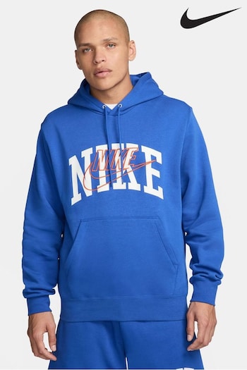 Nike Navy Club Fleece Brushed-Back Pullover Hoodie (646360) | £70