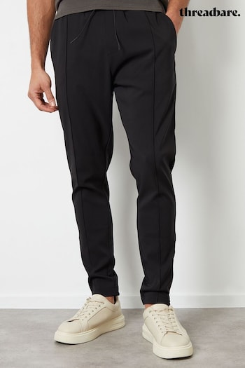 Threadbare Black Luxe Pull-On Seam Detail Stretch Neceser Trousers (646365) | £35