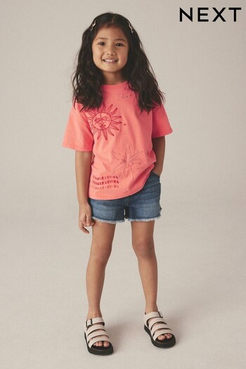 Pink Embroidered Celestial Graphic T-Shirt (3-16yrs) (646367) | £9 - £14