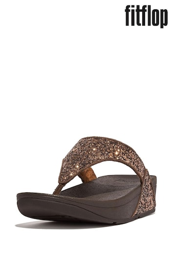 FitFlop Lulu Glitter Toe-Post Brown Sandals (646620) | £60