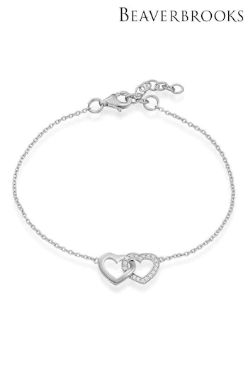 Beaverbrooks Sterling Silver Cubic Zirconia Double Heart Bracelet (646622) | £55
