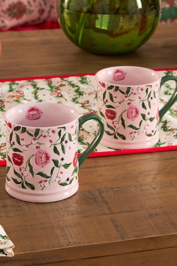 Cath Kidston Set of 2 Pink Mistletoe Mugs (646963) | £20