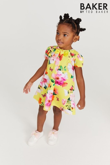 Baker by Ted Baker Yellow Floral Jersey Dress (647097) | £22 - £24