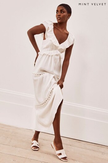 Mint Velvet White Lace Trim Maxi Dress (647154) | £129