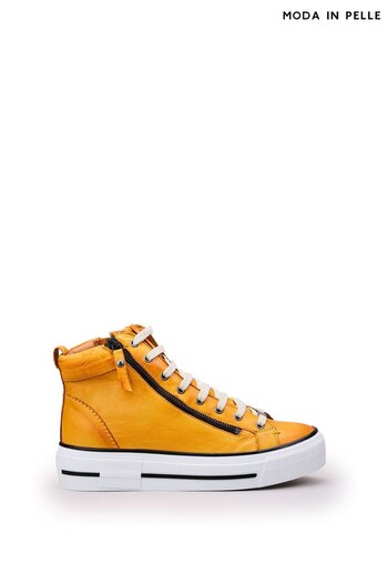 Moda in Pelle Yellow Annaken High Top Chunky Sole Lace Up Trainers (647219) | £139