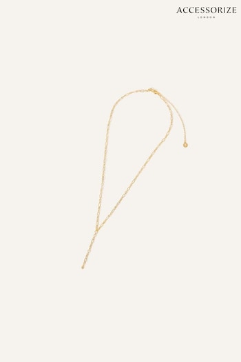 Accessorize 14ct Gold Plated Sparkle Y-Chain Necklace (647235) | £20