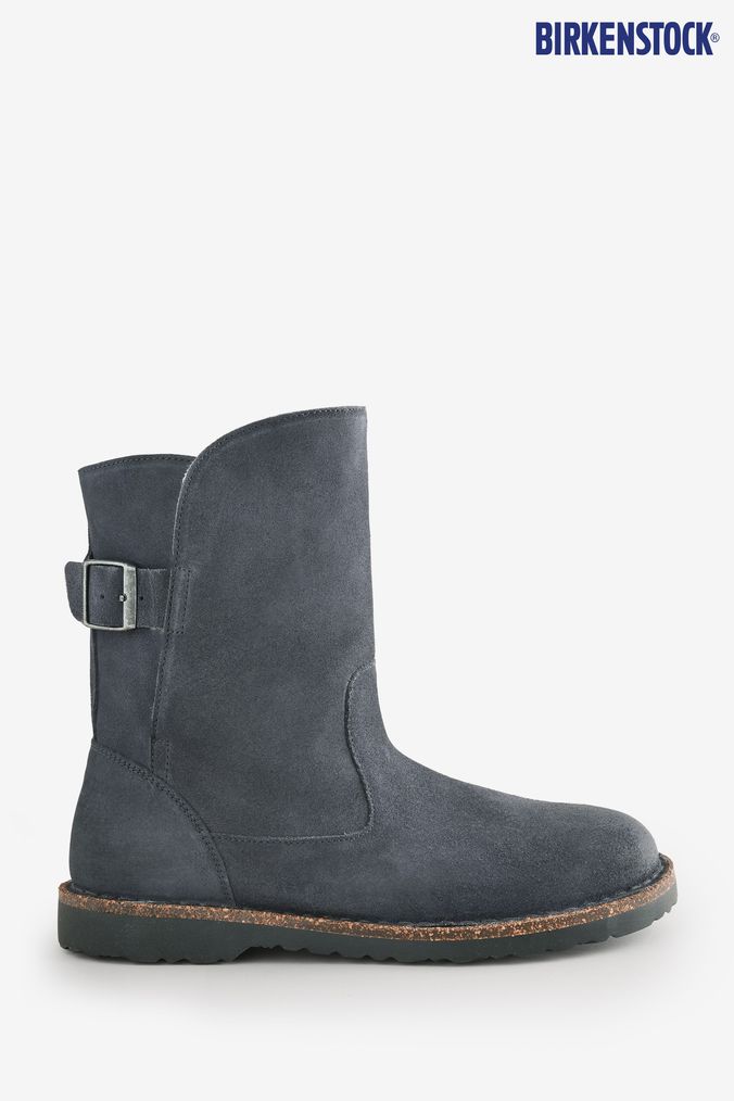 Women s Grey Leather Boots Next UK