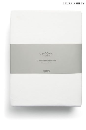 Mamas & Papas x Laura Ashley 2 Pack White Gingham Fitted Cot Bed Sheets (647358) | £25