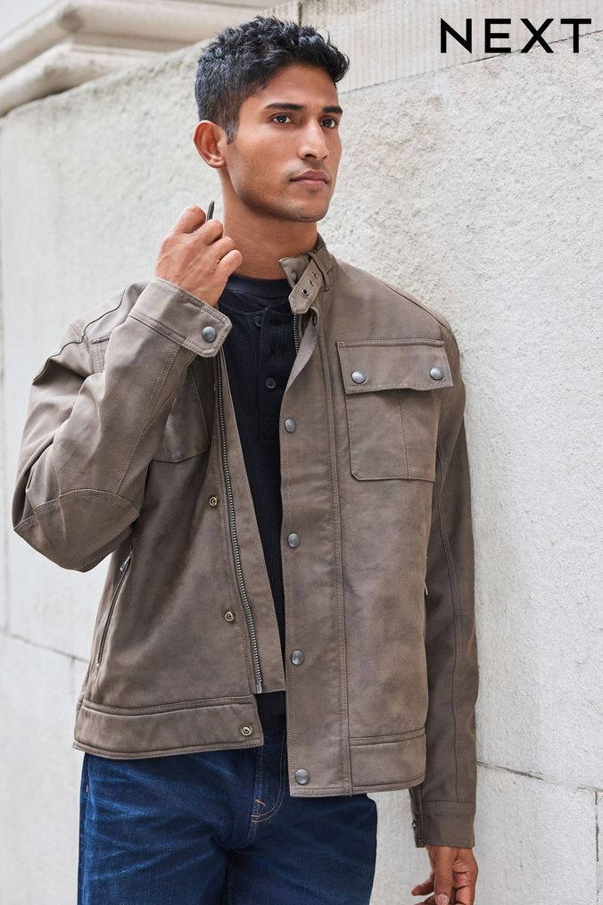 Next mens biker jacket online