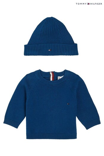 Tommy Hilfiger Newborn Baby Blue Sweater Set Giftbox (647451) | £65