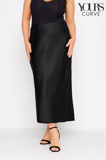 Yours Curve Black London Bias Cut Skirt (647730) | £24