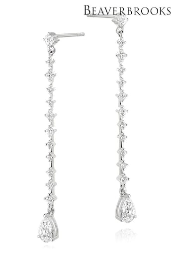 Beaverbrooks Sterling Silver Cubic Zirconia Pear Drop Earrings (647765) | £75