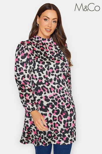 M&Co Pink High Neck Tie Tunic (647777) | £29