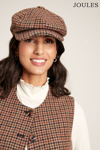 Joules Harrogate Brown Tweed Baker Boy Hat (647823) | £39.95