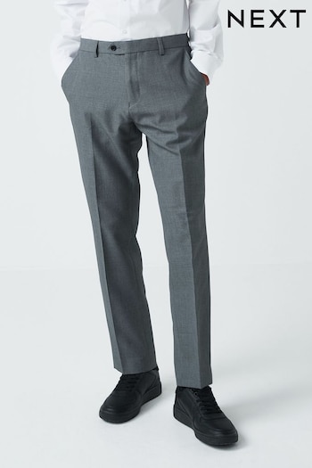 Light Grey Slim Machine Washable Plain Front Smart Jogging Trousers (648150) | £20
