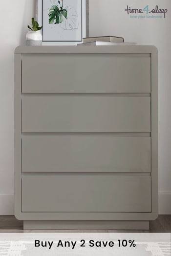time4sleep Grey Marlow High Gloss Four Drawers Chest (648162) | £420