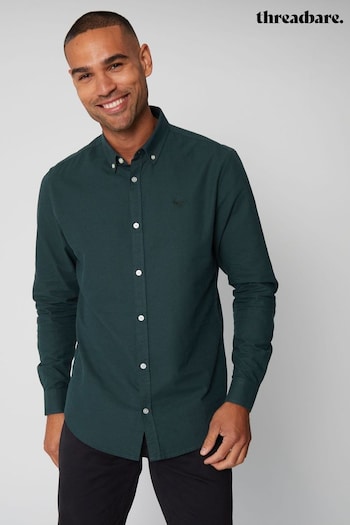 Threadbare Green Oxford Cotton Long Sleeve Shirt (648197) | £24