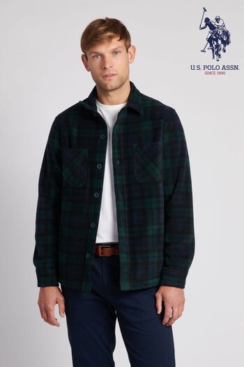 U.S. Polo Assn. Mens Green Polar Fleece Buffalo Check Shirt (648419) | £80