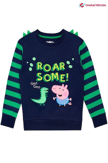 Character Blue George Pig Dinosaur Stripe Sweatshirt (648471) | £12