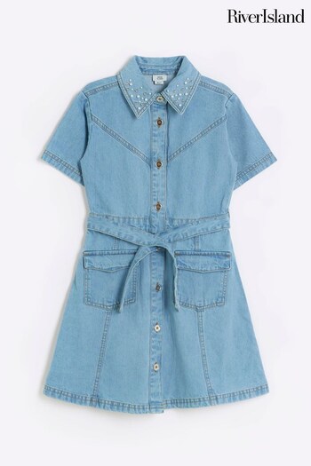 River Island Blue Girls Denim Shirt Dress (648777) | £30