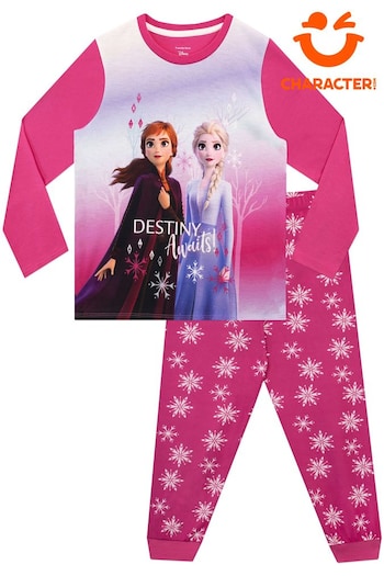 Character Pink Pink Disney Frozen Snowflake Long Sleeved Girls Pyjama Set (648863) | £15