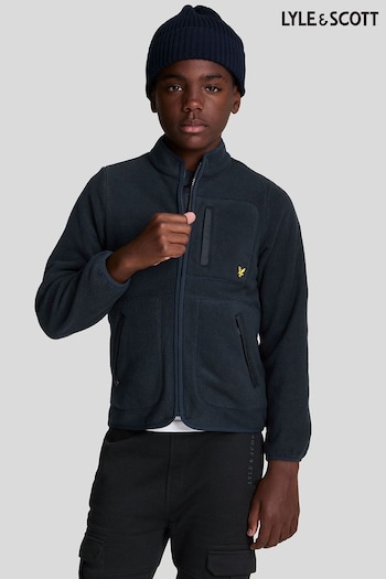 Lyle & Scott Navy Blue Boys Zip Up Fleece (649161) | £60