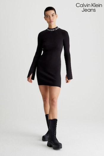 Calvin Klein Jeans Logo Black Sweater Dress (649419) | £110