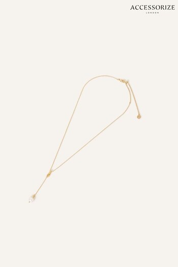 Accessorize 14ct Cream Pearl Y-Chain Necklace (649440) | £20