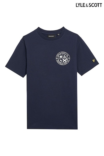 Lyle & Scott Navy Blue Boys Back Print Logo 100% Cotton T-Shirt (649532) | £28