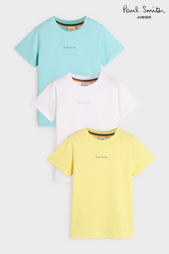 Paul Smith Junior Footbed Signature T-Shirts Set 3 Pack (649671) | £32