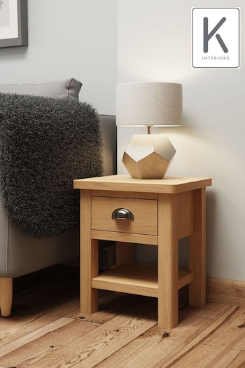 K Interiors Oak Lana Solid Wood 1 Drawer Lamp Table (650231) | £155