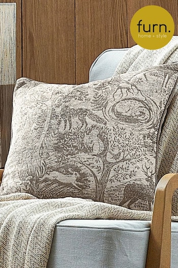 furn. Taupe Winter Woods Animal Chenille Cushion (650249) | £26
