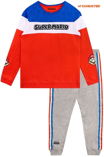 Character Orange/ Grey Super Mario Long Sleeve Sweatshirt and Joggers Set (650286) | £25