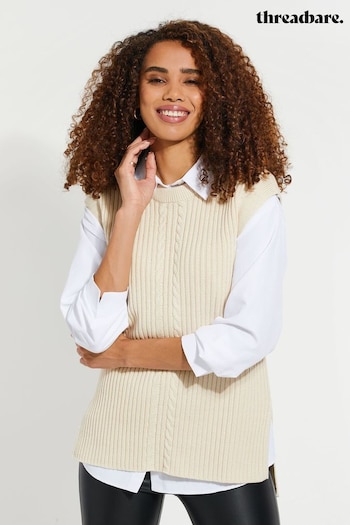 Threadbare Cream Cable Detail Knitted Vest (650289) | £22